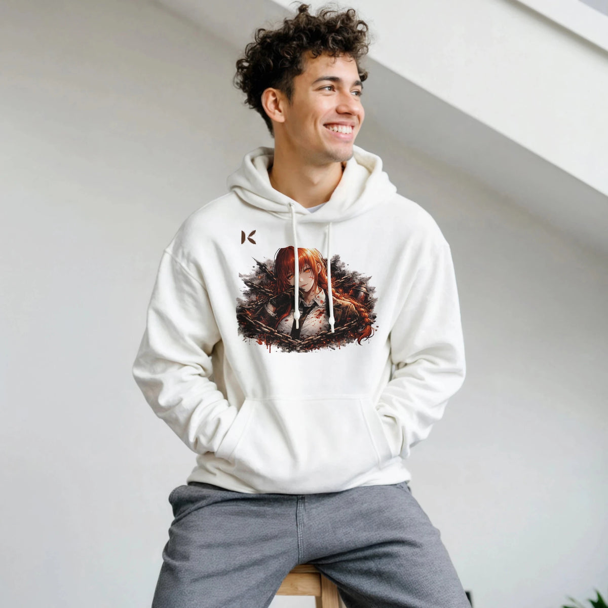 Kiaoko Classic Unisex Pullover Hoodie Makima of Chainsaw man anime هودي بول اوفر للجنسين طبع شخصية ماكيما من انيمي رجل المنشار - Kiaoko Store متجر كيوكو