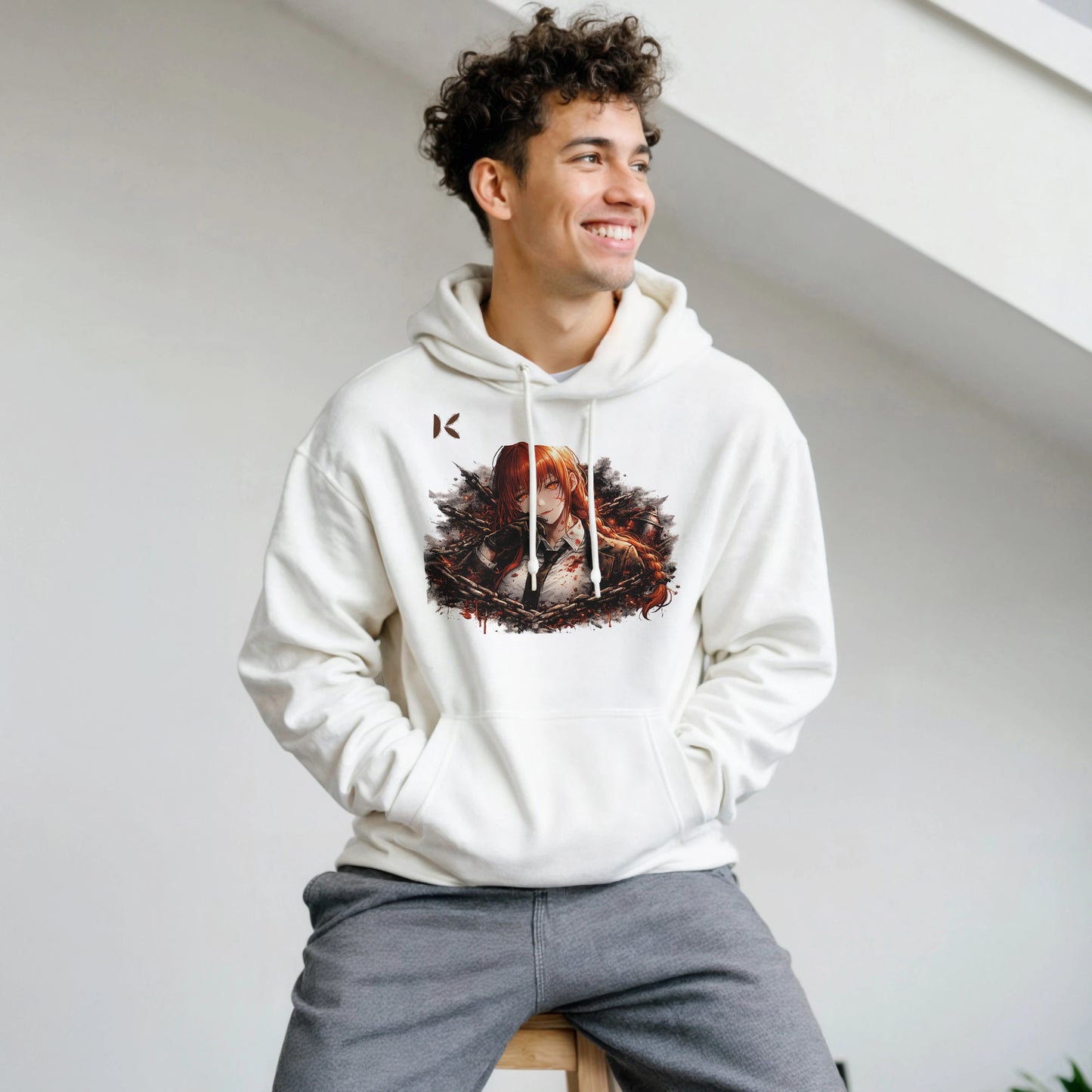Kiaoko Classic Unisex Pullover Hoodie Makima of Chainsaw man anime هودي بول اوفر للجنسين طبع شخصية ماكيما من انيمي رجل المنشار