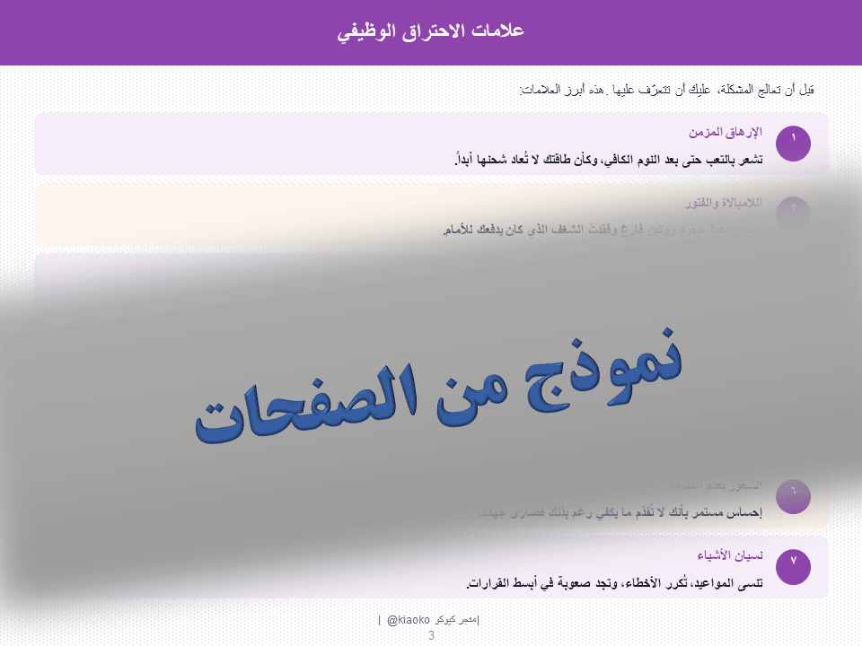The hidden face of work burn out Ebook كتيب الوجه الخفي للاحتراق الوظيفي - Kiaoko Store متجر كيوكو