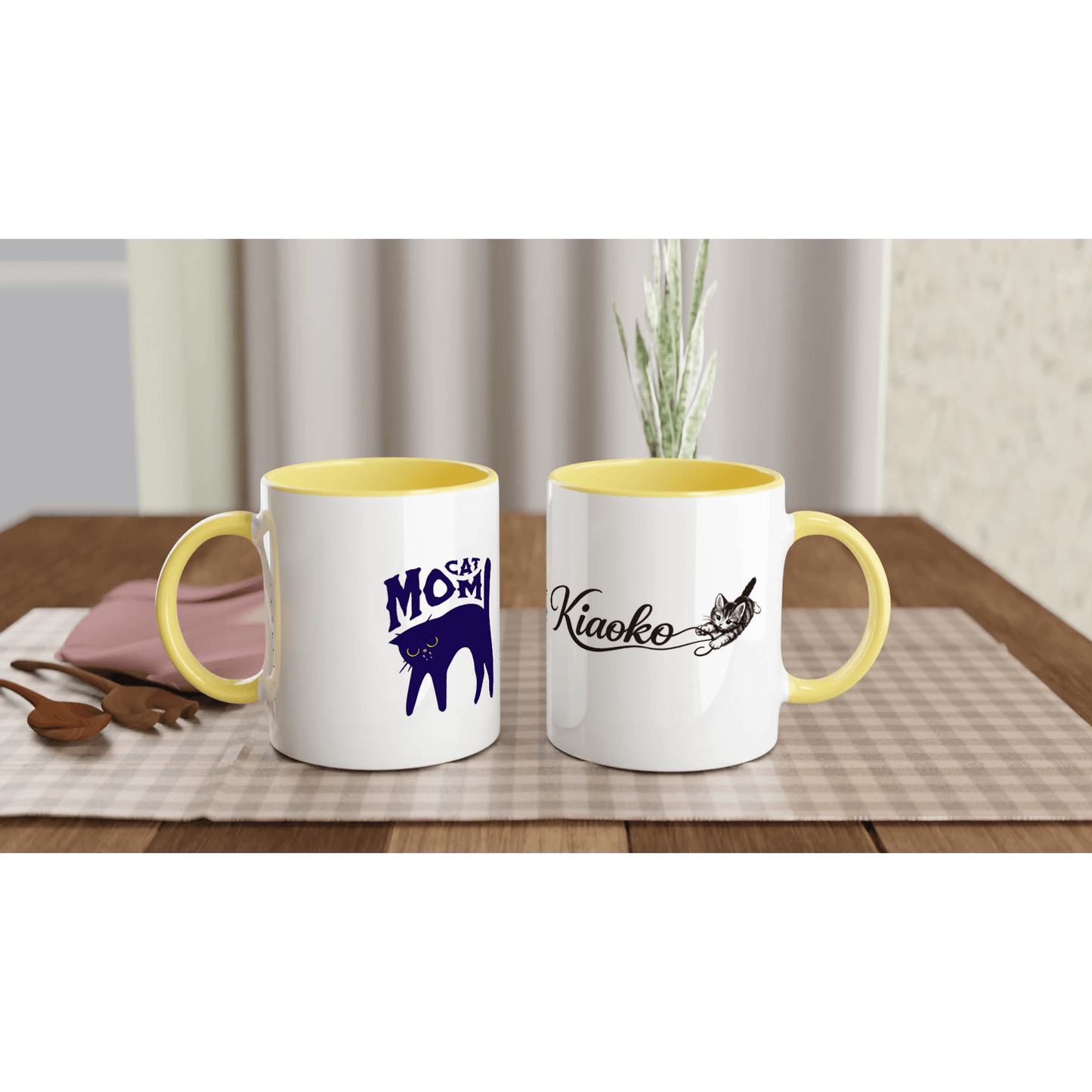 11oz Ceramic Mug Ceramic Yellow كوب سيراميك كات موم لطيف - Kiaoko Store متجر كيوكو