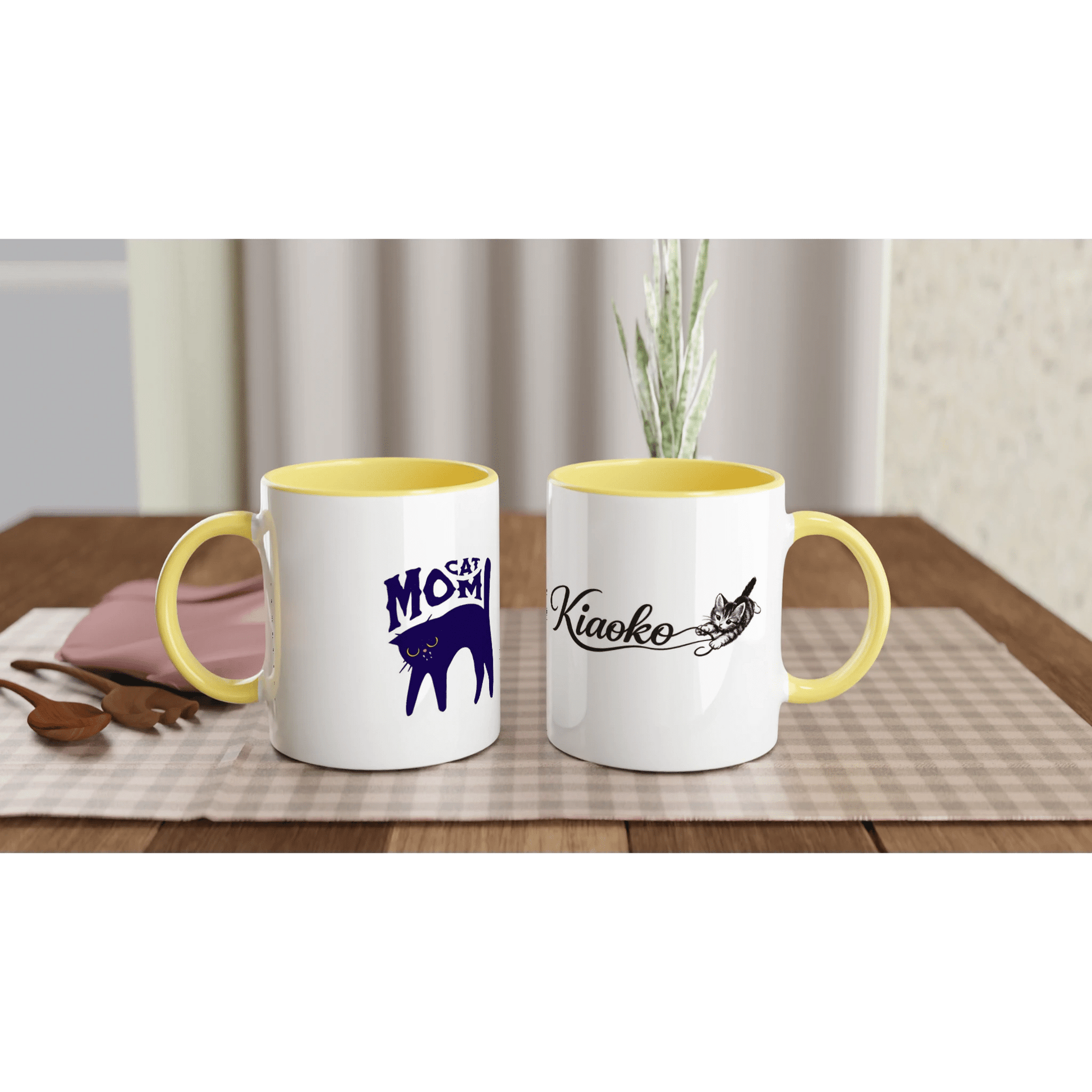11oz Ceramic Mug Ceramic Yellow كوب سيراميك كات موم لطيف - Kiaoko Store متجر كيوكو