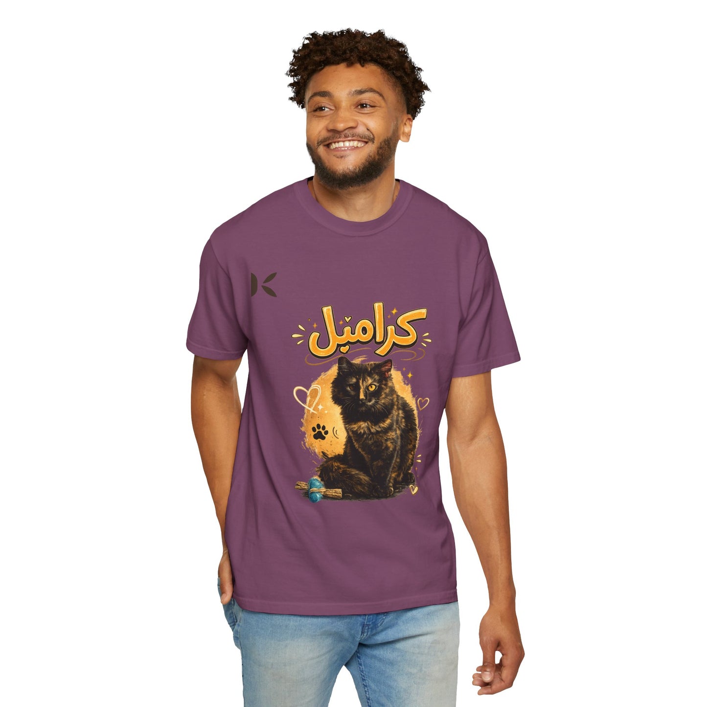 Caramel Cat T-Shirt — Cute Arabic 'كارامل' Graphic Tee تشيرت براند كيوكو مطبوع قطة كراميل