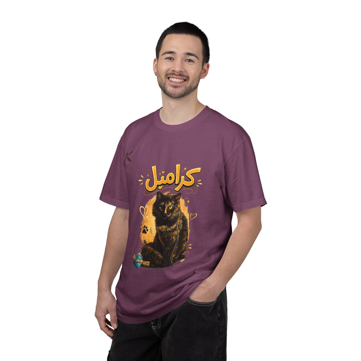 Caramel Cat T-Shirt — Cute Arabic 'كارامل' Graphic Tee تشيرت براند كيوكو مطبوع قطة كراميل - Kiaoko Store متجر كيوكو