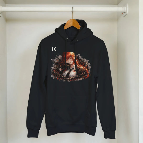 Kiaoko Classic Unisex Pullover Hoodie Makima of Chainsaw man anime هودي بول اوفر للجنسين طبع شخصية ماكيما من انيمي رجل المنشار