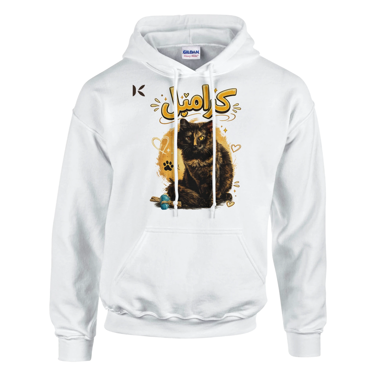 Kiaoko Classic Unisex Pullover Hoodie Arabic print cat Caramel هودي بولاوفر للجنسين كلاسك طبعة قطة كراميل - Kiaoko Store متجر كيوكو