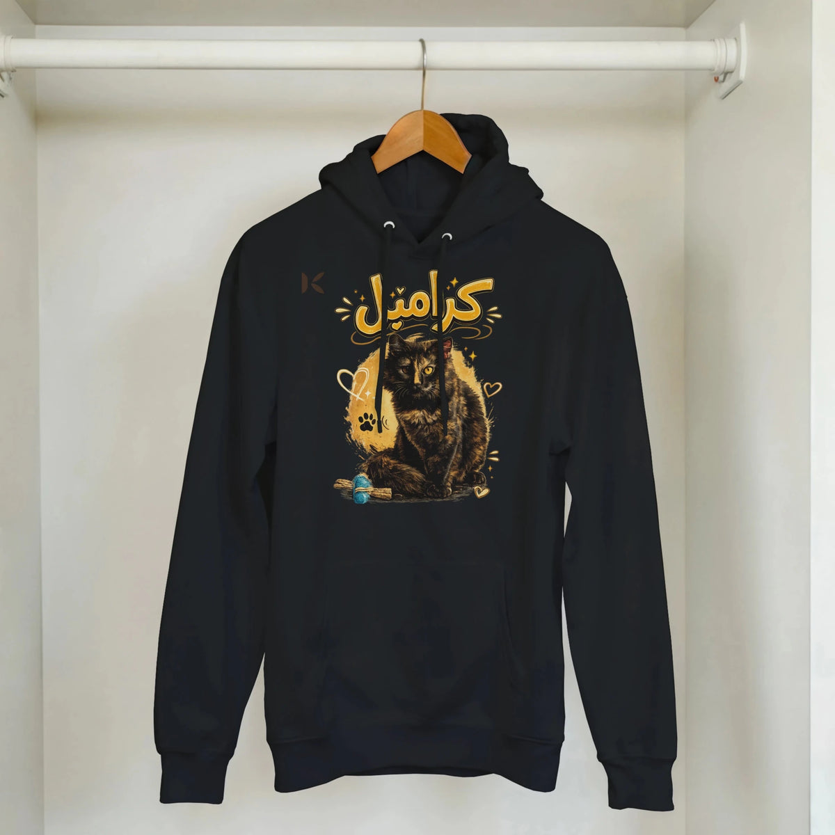 Kiaoko Classic Unisex Pullover Hoodie Arabic print cat Caramel هودي بولاوفر للجنسين كلاسك طبعة قطة كراميل - Kiaoko Store متجر كيوكو