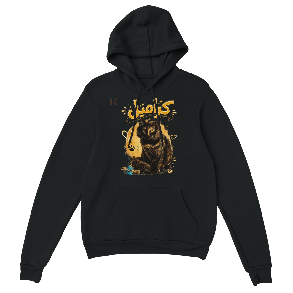Kiaoko Classic Unisex Pullover Hoodie Arabic print cat Caramel هودي بولاوفر للجنسين كلاسك طبعة قطة كراميل - Kiaoko Store متجر كيوكو