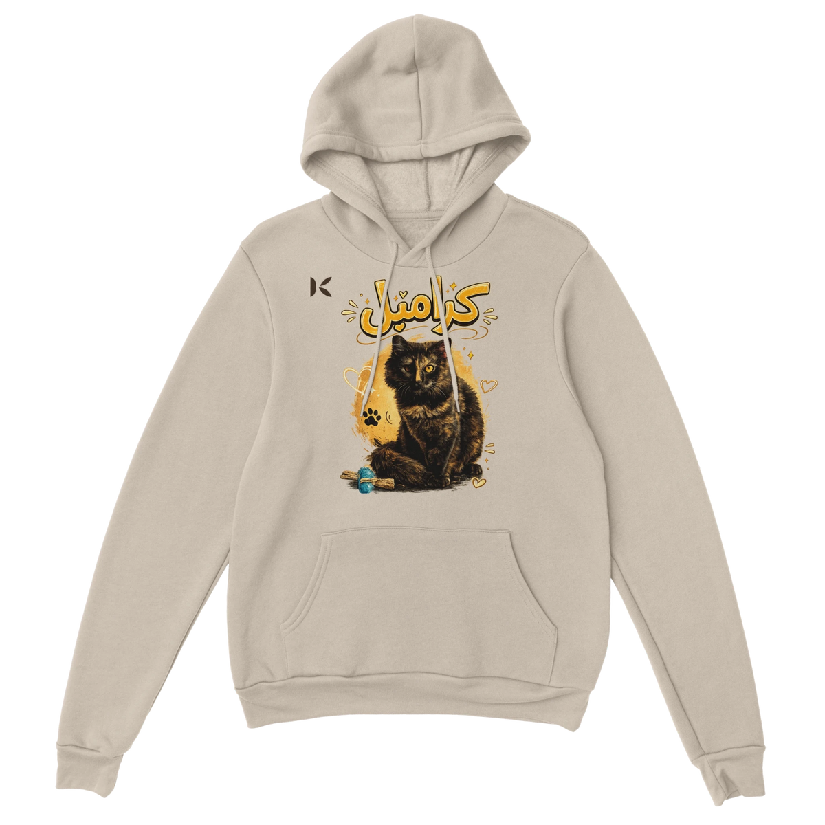 Kiaoko Classic Unisex Pullover Hoodie Arabic print cat Caramel هودي بولاوفر للجنسين كلاسك طبعة قطة كراميل - Kiaoko Store متجر كيوكو