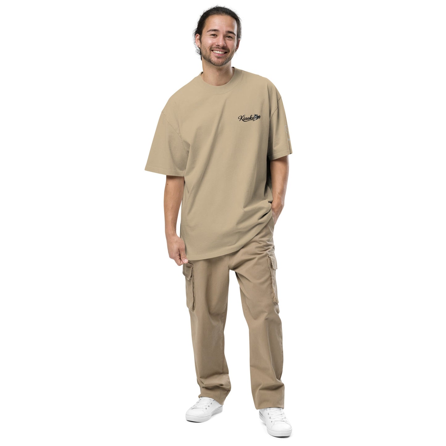 Oversized faded t-shirt قميص اوفر زايز مطرز - Kiaoko Store متجر كيوكو