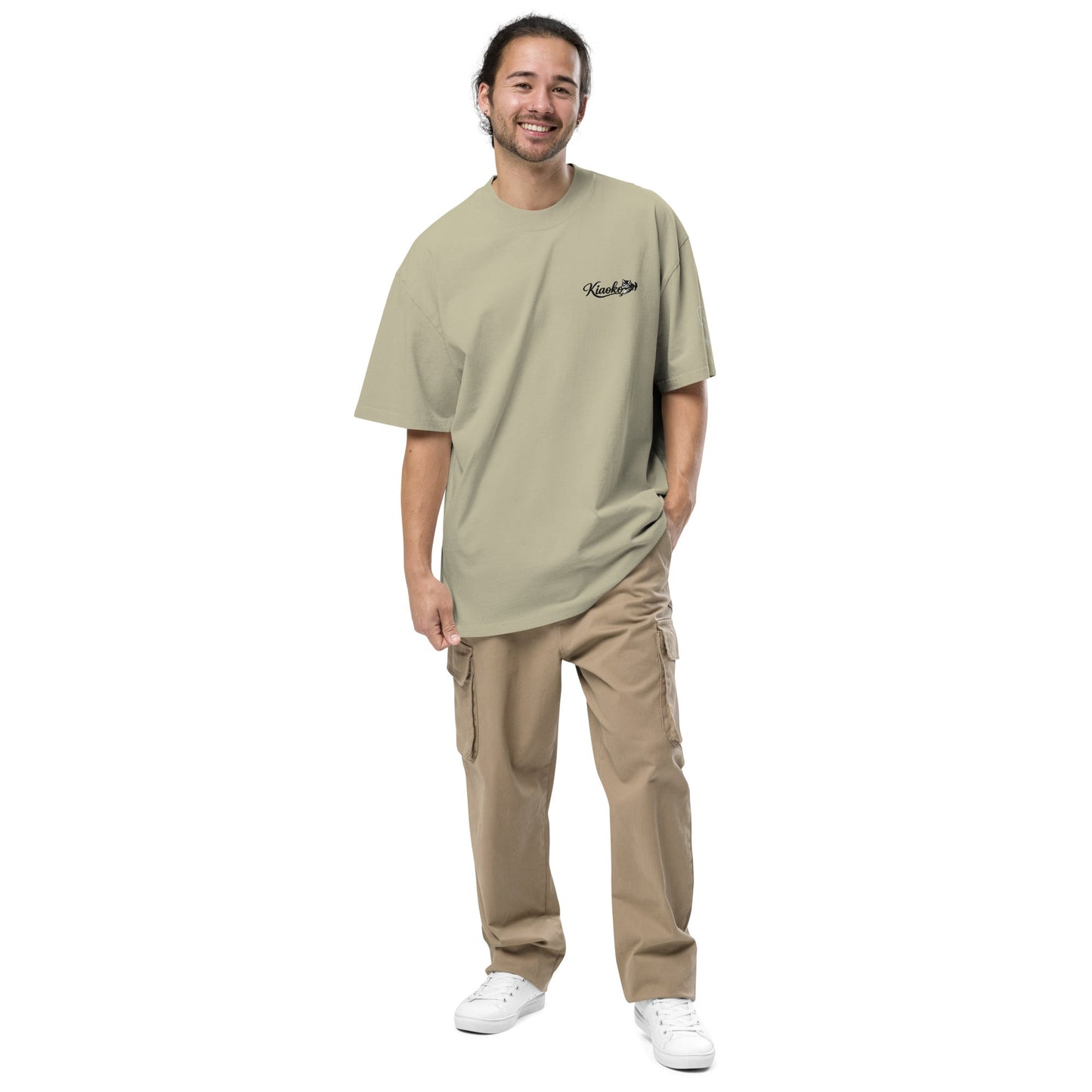 Oversized faded t-shirt قميص اوفر زايز مطرز - Kiaoko Store متجر كيوكو