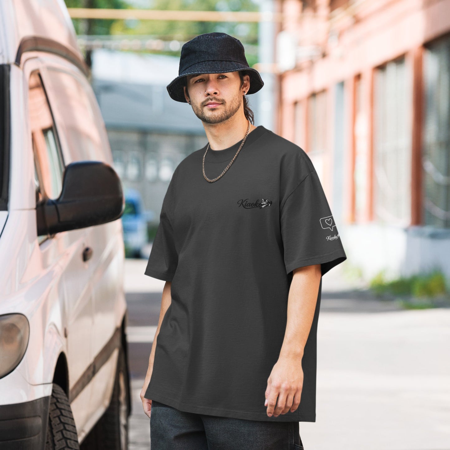 Oversized faded t-shirt قميص اوفر زايز مطرز - Kiaoko Store متجر كيوكو