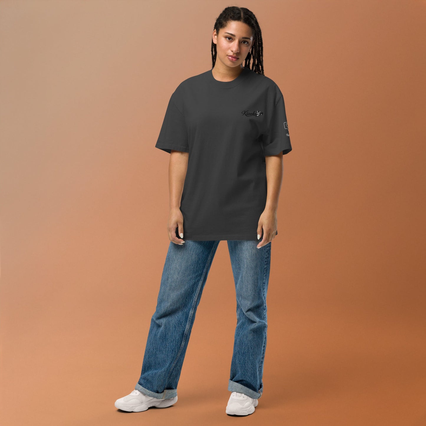 Oversized faded t-shirt قميص اوفر زايز مطرز - Kiaoko Store متجر كيوكو