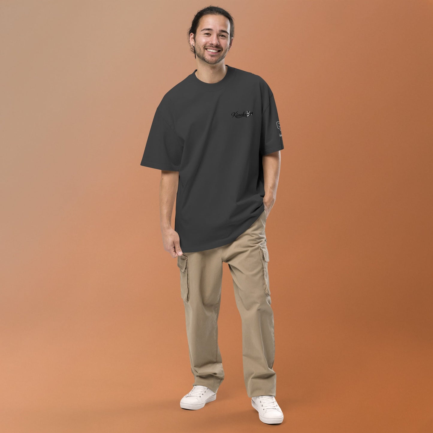 Oversized faded t-shirt قميص اوفر زايز مطرز - Kiaoko Store متجر كيوكو
