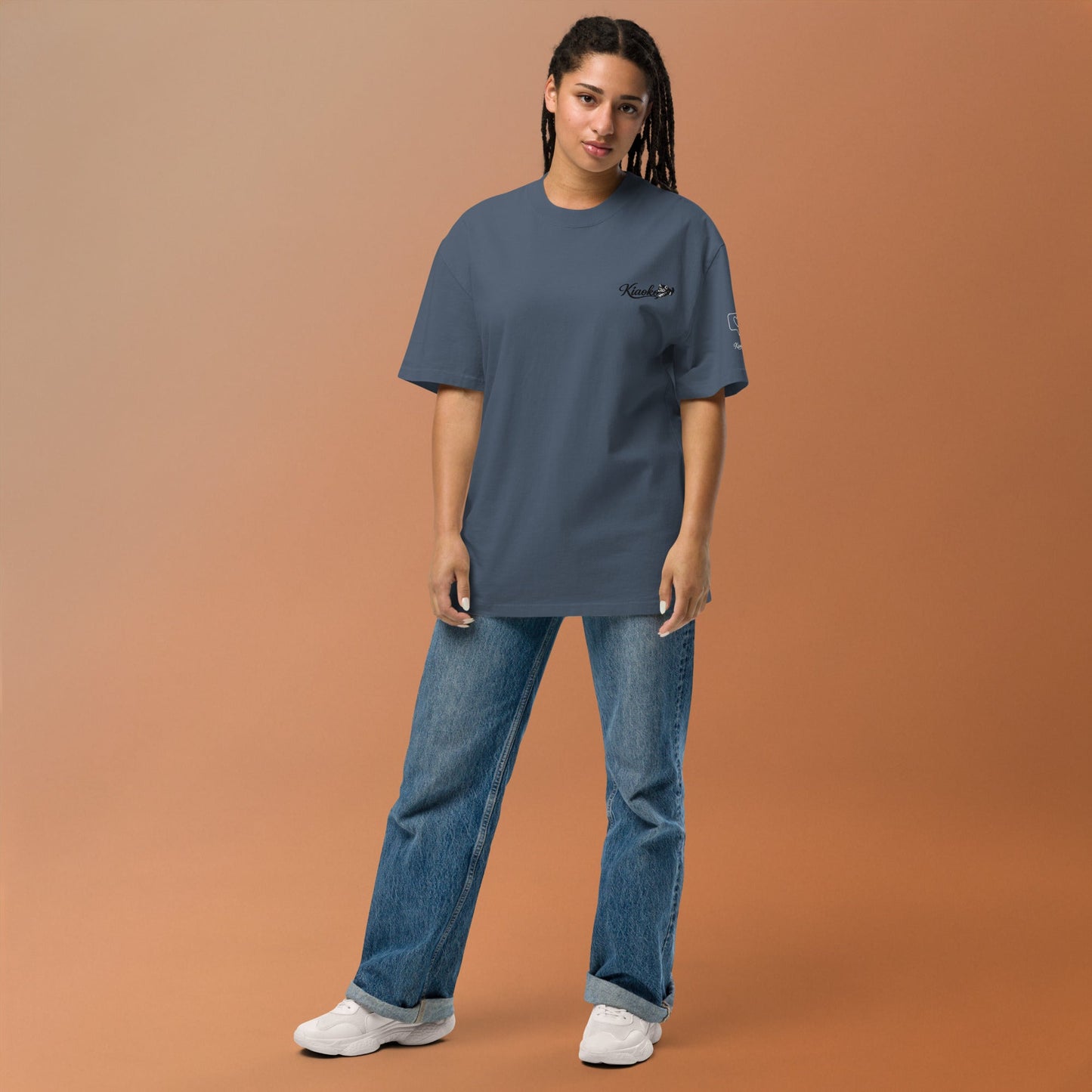 Oversized faded t-shirt قميص اوفر زايز مطرز - Kiaoko Store متجر كيوكو