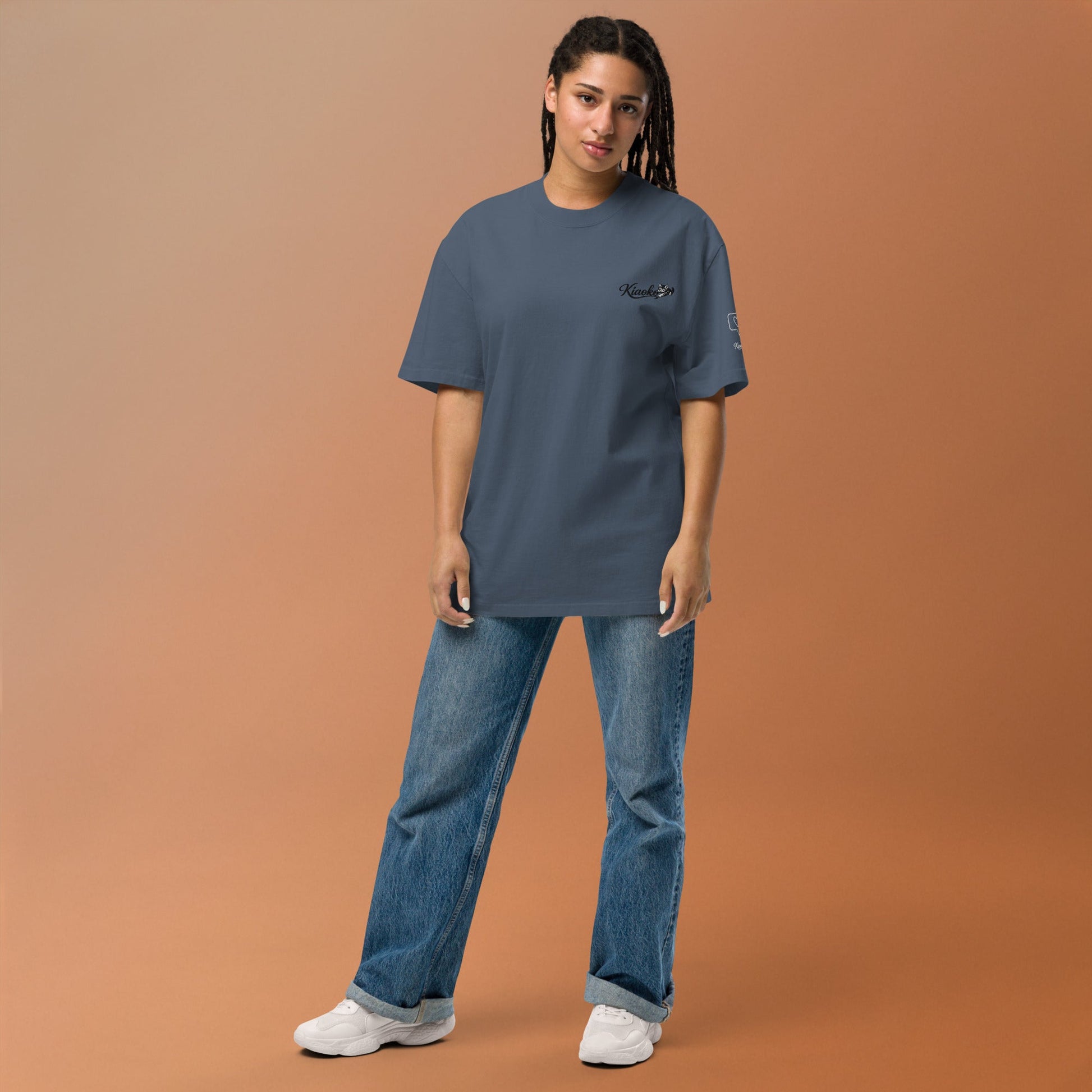 Oversized faded t-shirt قميص اوفر زايز مطرز - Kiaoko Store متجر كيوكو