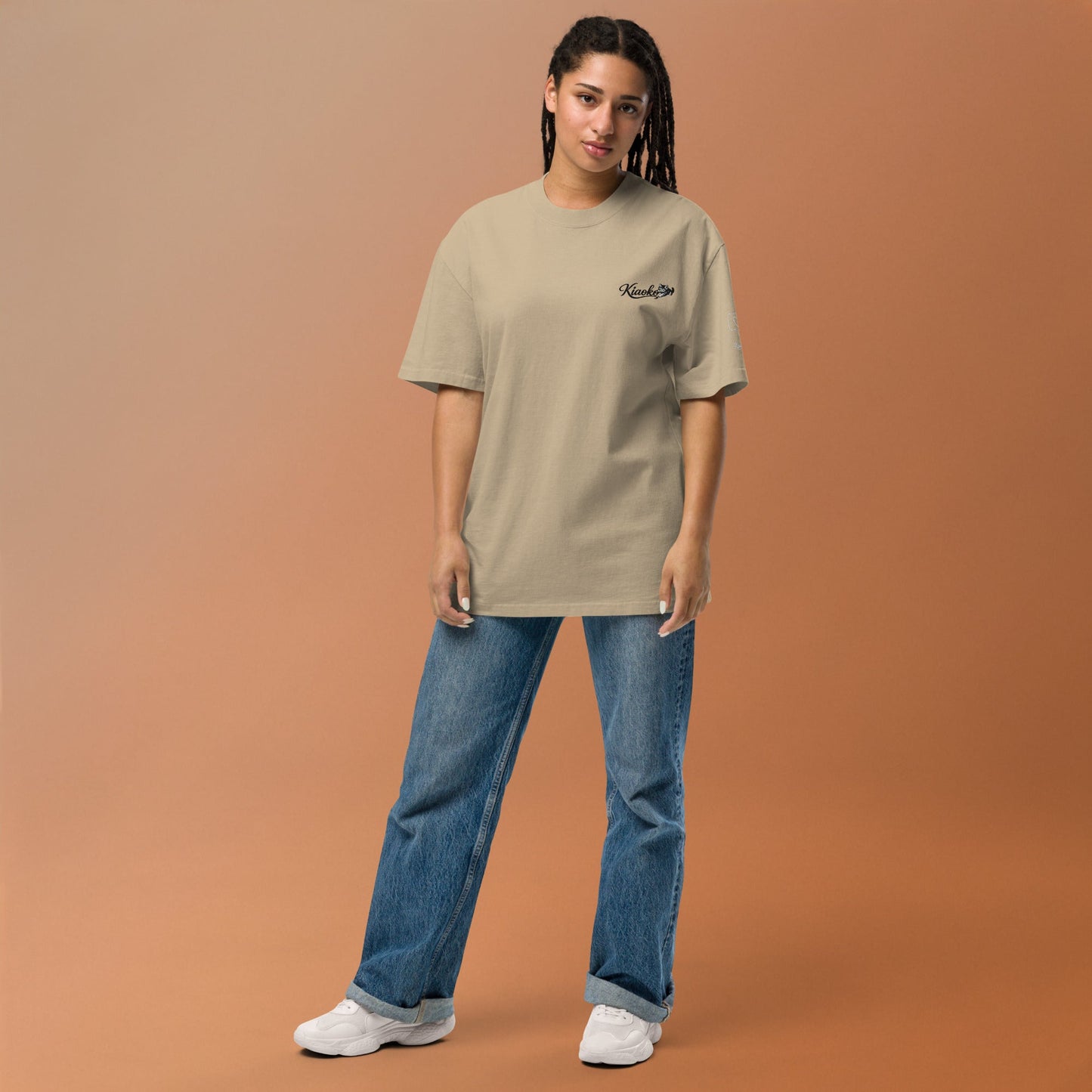 Oversized faded t-shirt قميص اوفر زايز مطرز - Kiaoko Store متجر كيوكو