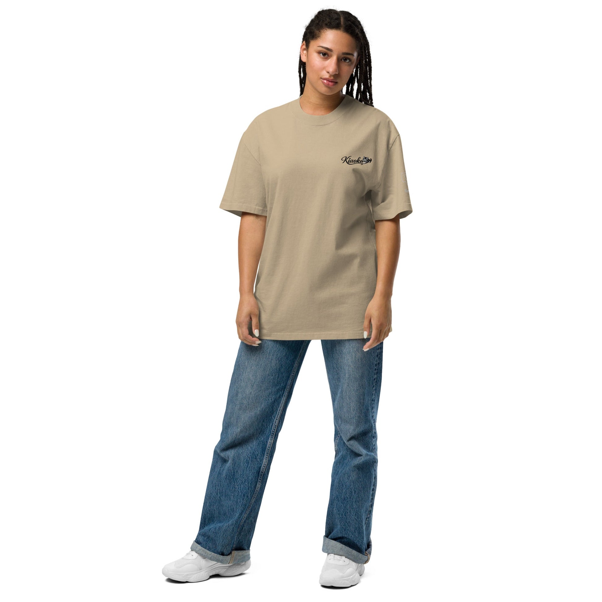 Oversized faded t-shirt قميص اوفر زايز مطرز - Kiaoko Store متجر كيوكو