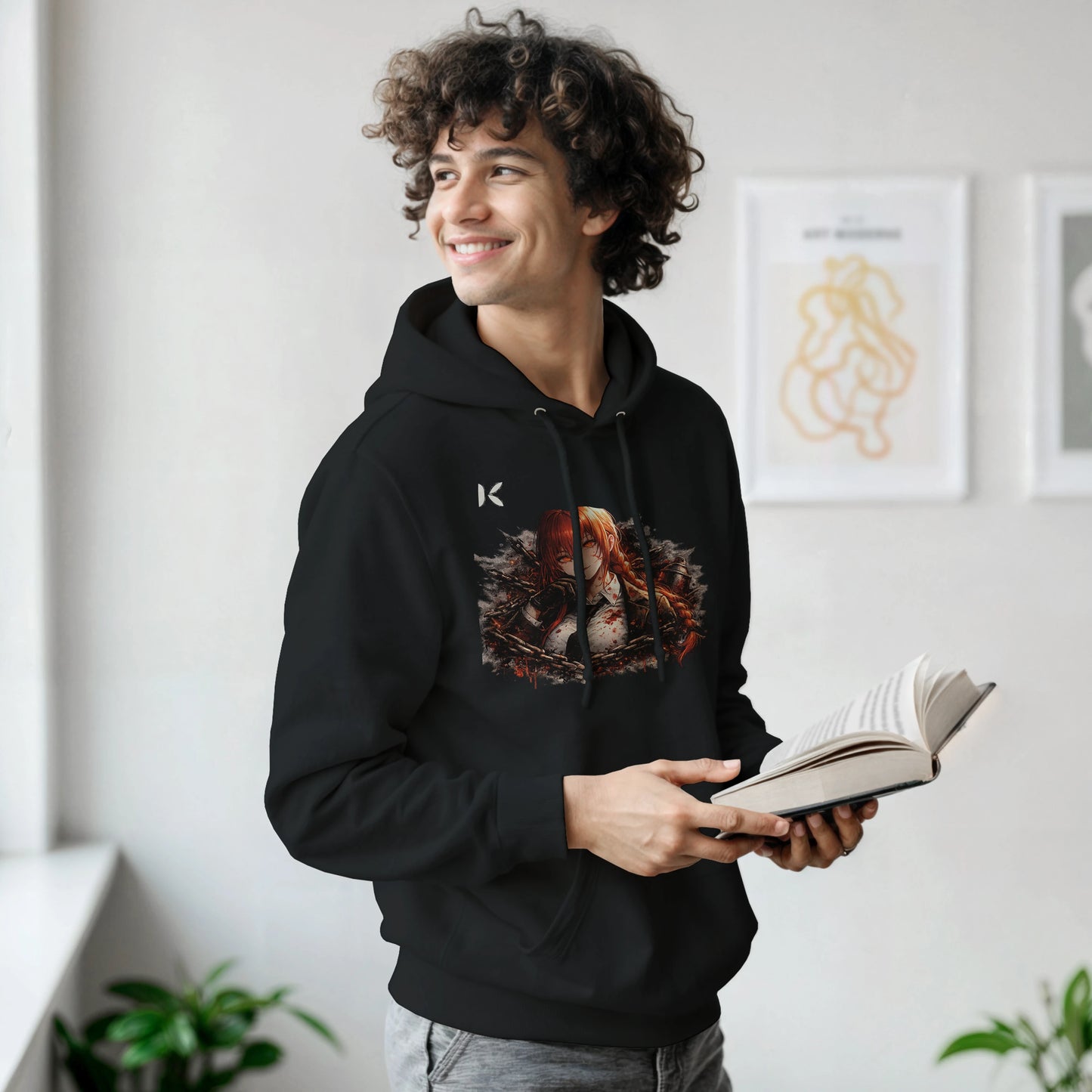 Kiaoko Classic Unisex Pullover Hoodie Makima of Chainsaw man anime هودي بول اوفر للجنسين طبع شخصية ماكيما من انيمي رجل المنشار