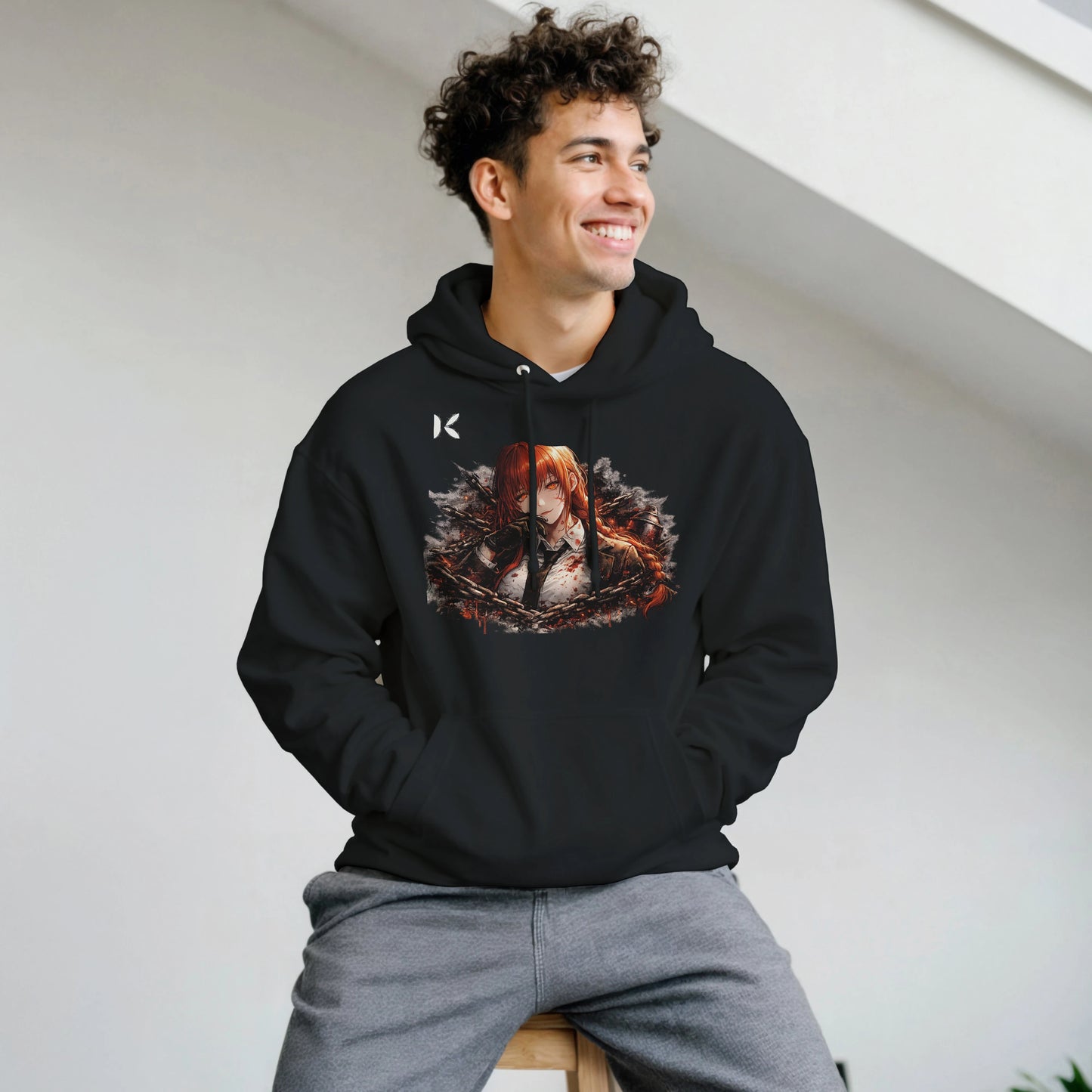Kiaoko Classic Unisex Pullover Hoodie Makima of Chainsaw man anime هودي بول اوفر للجنسين طبع شخصية ماكيما من انيمي رجل المنشار