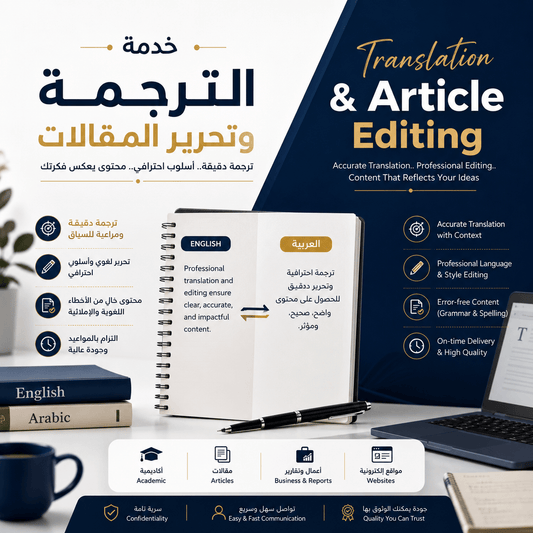 ترجمة وتدقيق مقالات أنكليزي عربي Translation Arabic/English - Kiaoko Store متجر كيوكو