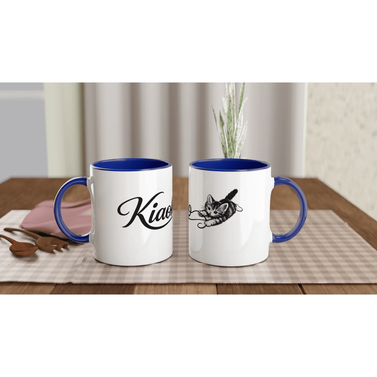 White 11oz Ceramic Mug with Color Inside كوب سيراميك براند كيووكو - Kiaoko Store متجر كيوكو