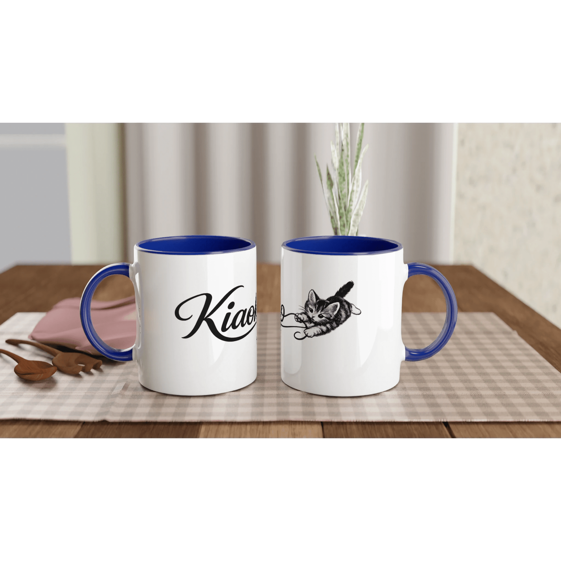 White 11oz Ceramic Mug with Color Inside كوب سيراميك براند كيووكو - Kiaoko Store متجر كيوكو