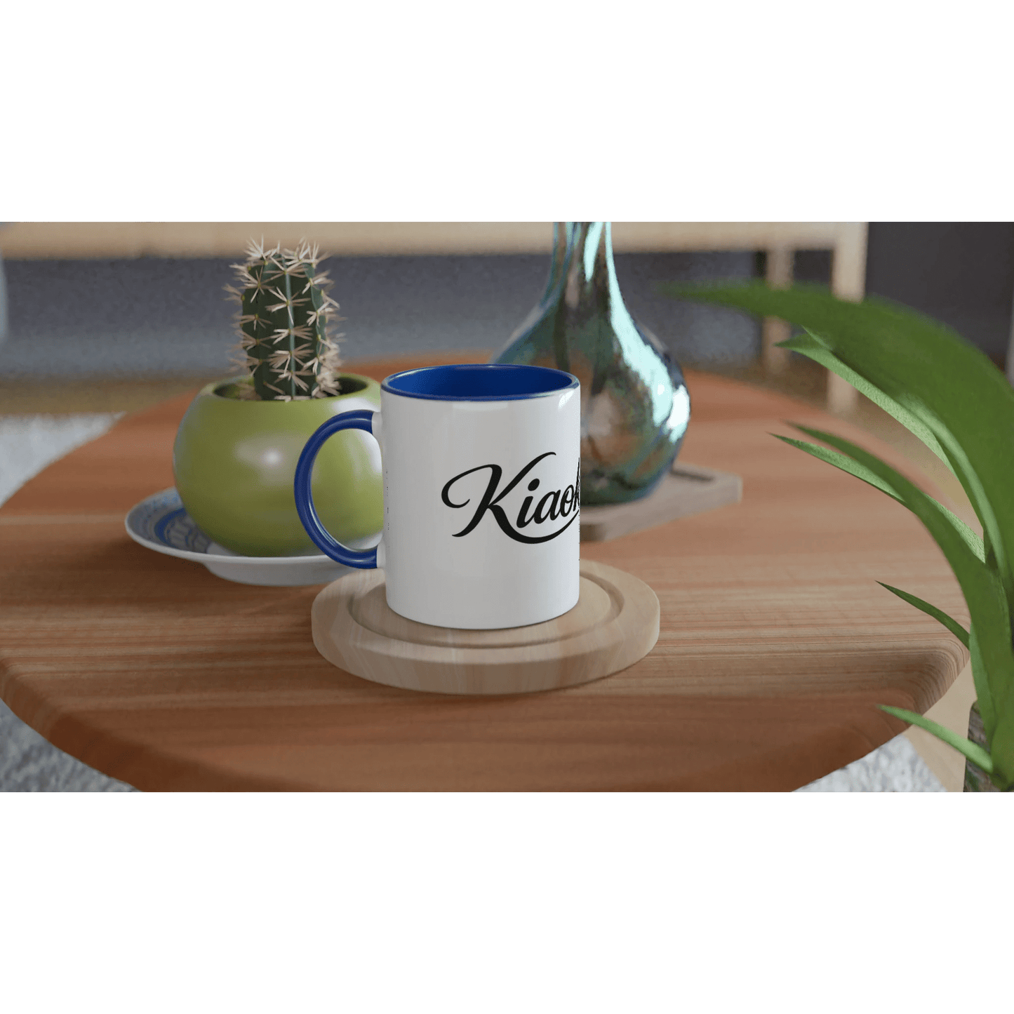 White 11oz Ceramic Mug with Color Inside كوب سيراميك براند كيووكو - Kiaoko Store متجر كيوكو