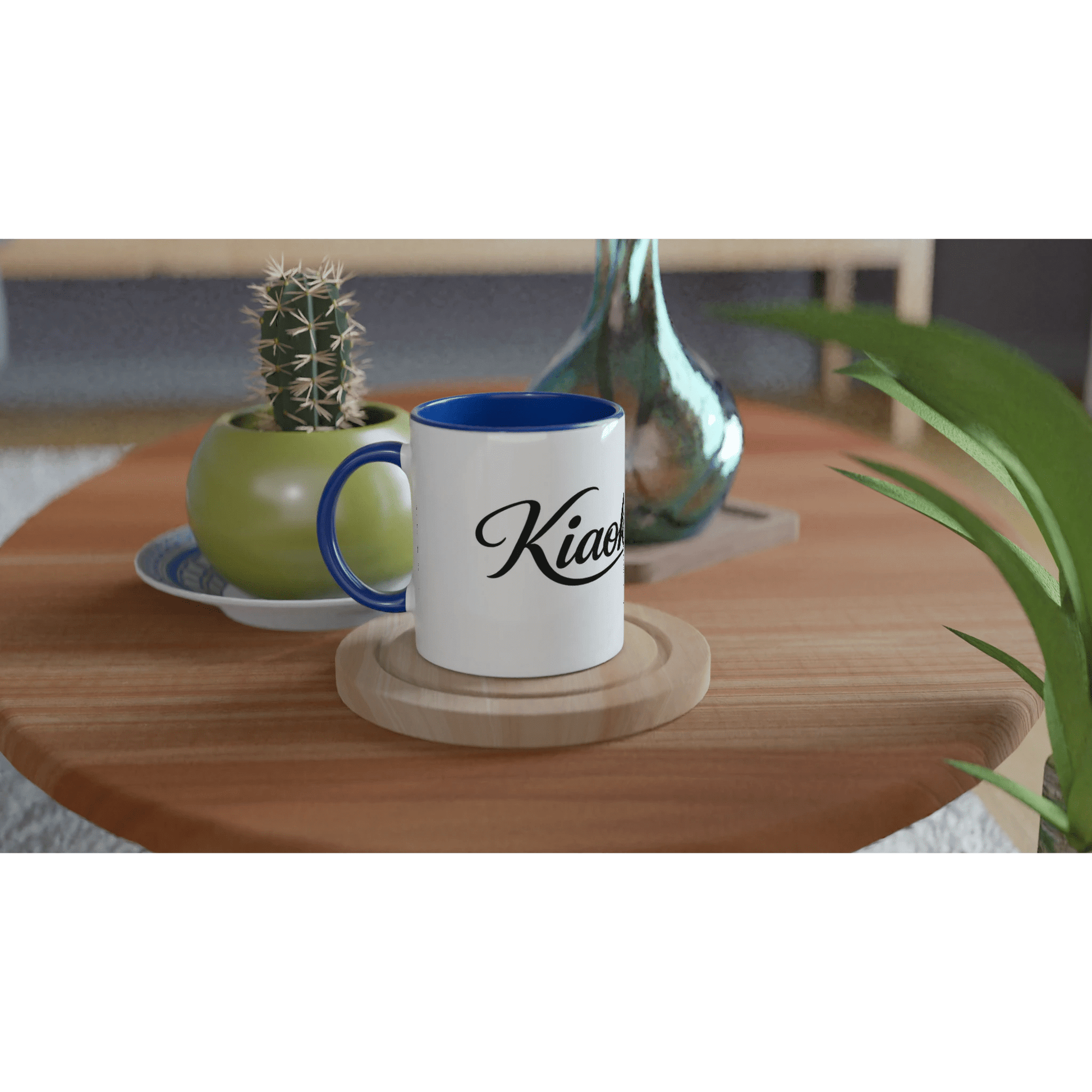 White 11oz Ceramic Mug with Color Inside كوب سيراميك براند كيووكو - Kiaoko Store متجر كيوكو