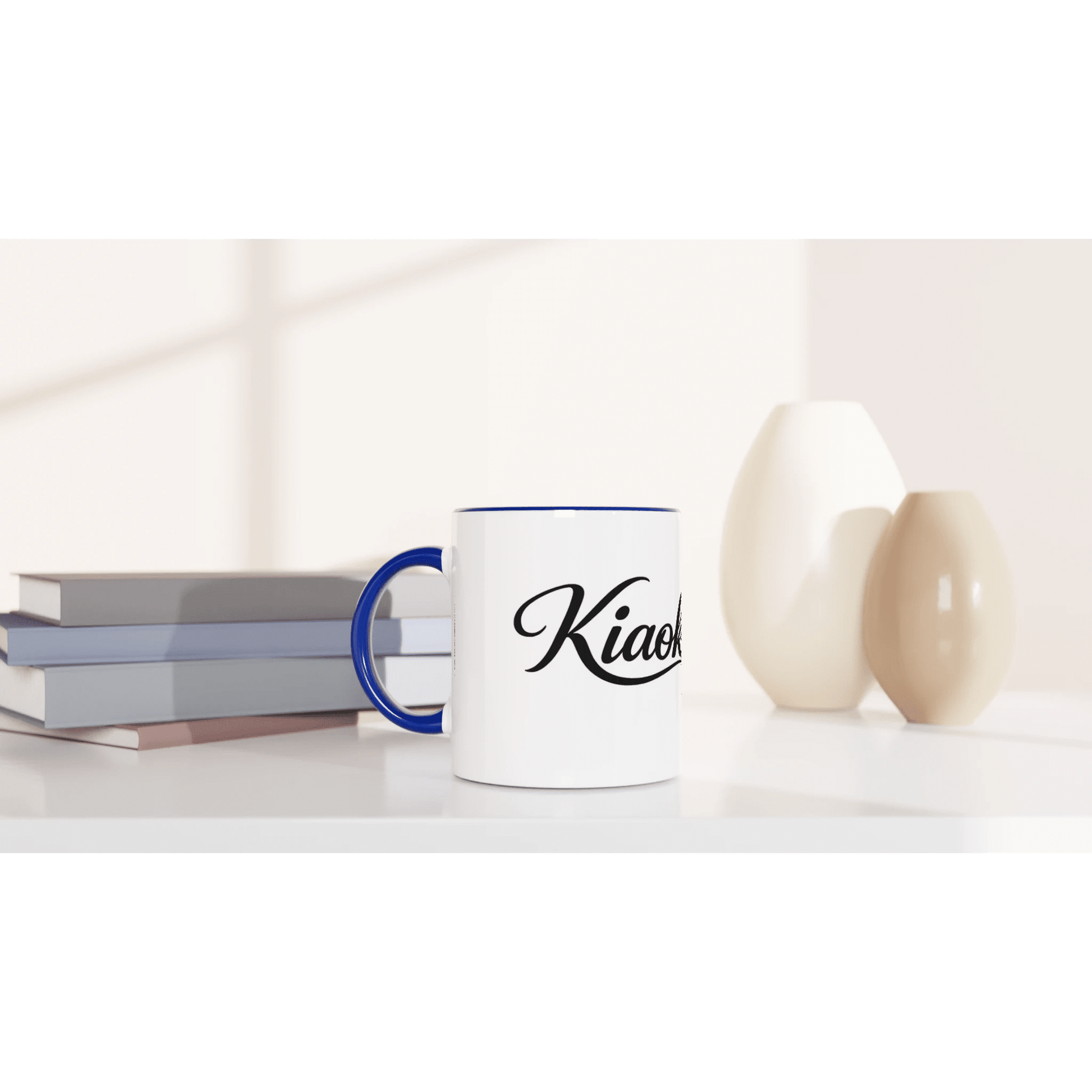 White 11oz Ceramic Mug with Color Inside كوب سيراميك براند كيووكو - Kiaoko Store متجر كيوكو