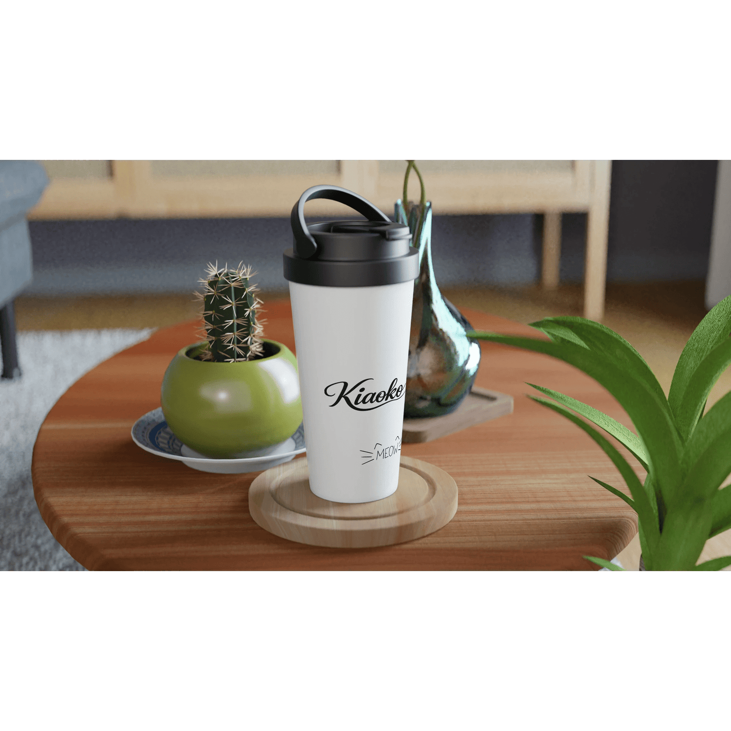 White 15oz Stainless Steel Travel Mug كوب سفر ستانل ستيل - Kiaoko Store متجر كيوكو