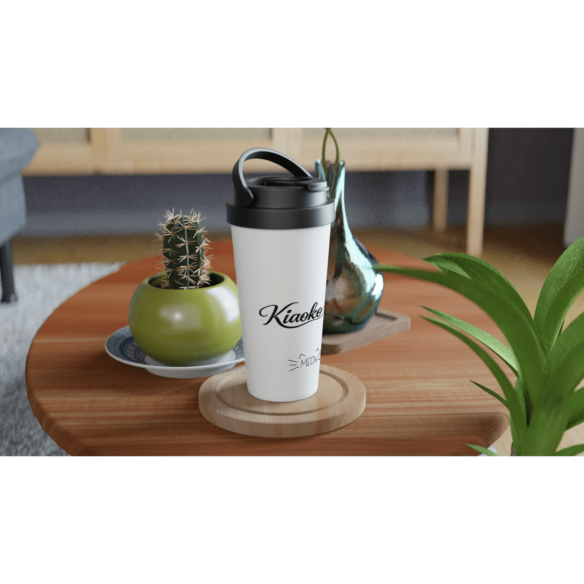 White 15oz Stainless Steel Travel Mug كوب سفر ستانل ستيل - Kiaoko Store متجر كيوكو