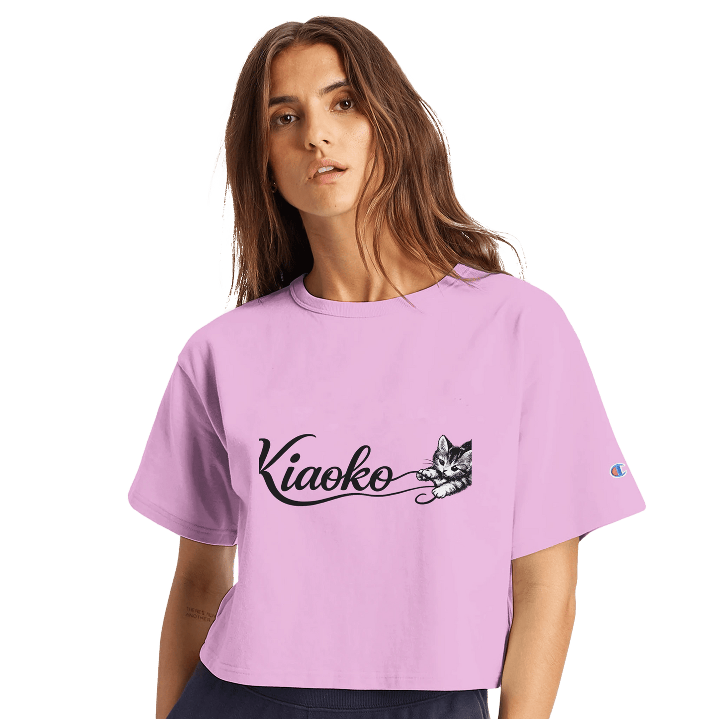 Women's Cropped Heritage Crewneck T-Shirt | Champion T453W تشيرت مقصوص نسائي براند كيووكو - Kiaoko Store متجر كيوكو